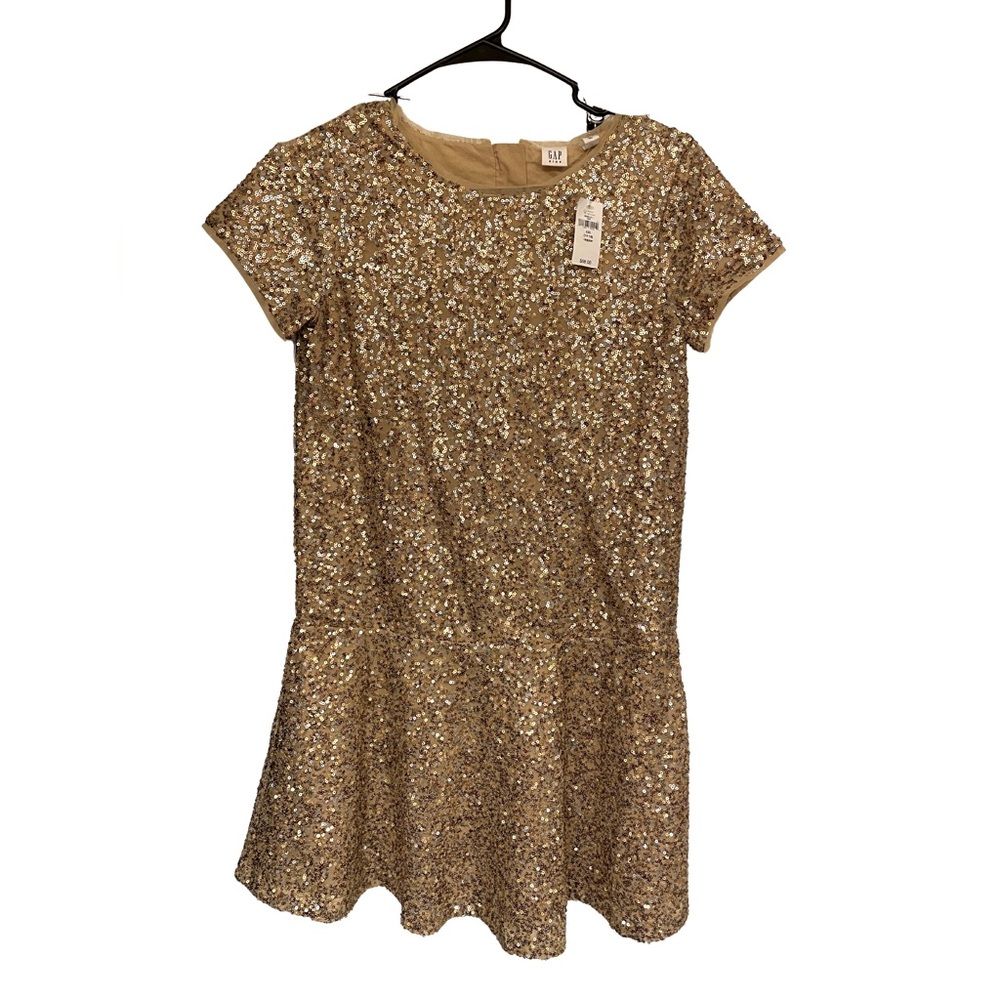 NWT Gap Kids Sequined Party Dress, size14/16R, gold/silver/bronze